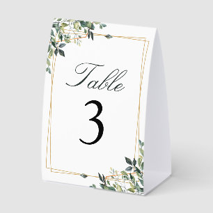 Elegant Botanical Eucalyptus Leaf Table Number Paper Table Tent