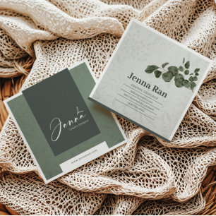 Elegant Botanical Eucalyptus Minimalist Business Square Business Card