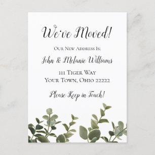 Elegant Botanical Eucalyptus New Home We've Moved Announcement Postcard