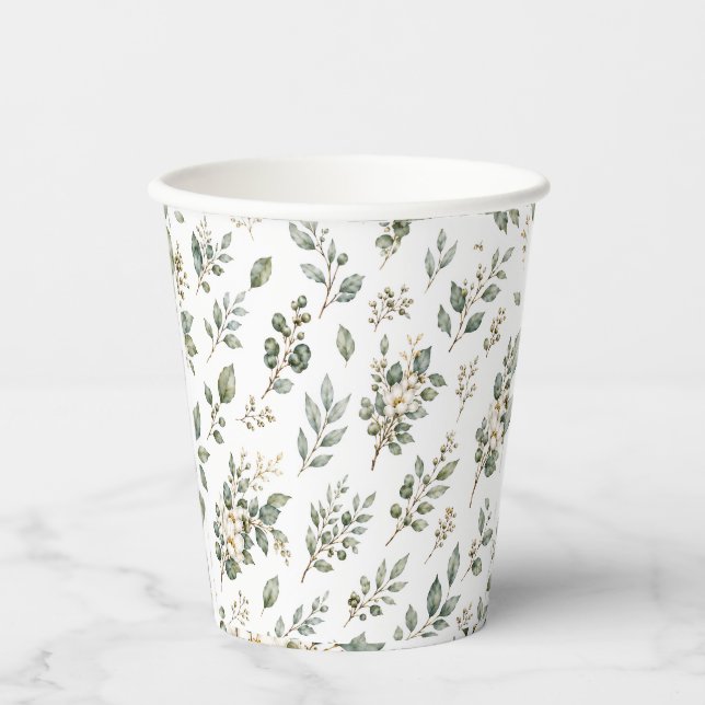 Elegant Botanical Eucalyptus Paper Cup (Front)