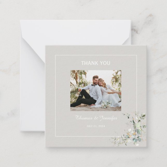Elegant Botanical Eucalyptus Parchment Thank you Note Card (Front)
