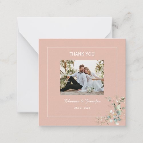 Elegant Botanical Eucalyptus Tea Rose Thank you Note Card