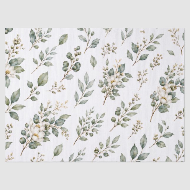 Elegant Botanical Eucalyptus Tissue Paper (Front)