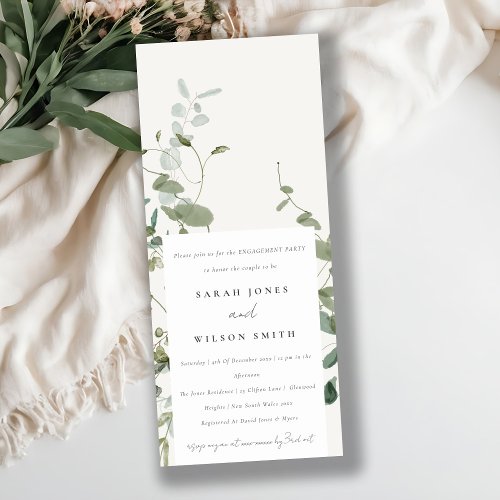 Elegant Botanical Eucalyptus Watercolor Engagement Invitation