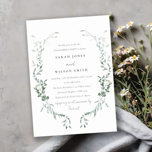 Elegant Botanical Eucalyptus Watercolor Engagement Invitation