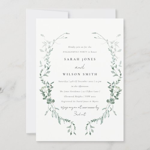 Elegant Botanical Eucalyptus Watercolor Engagement Invitation