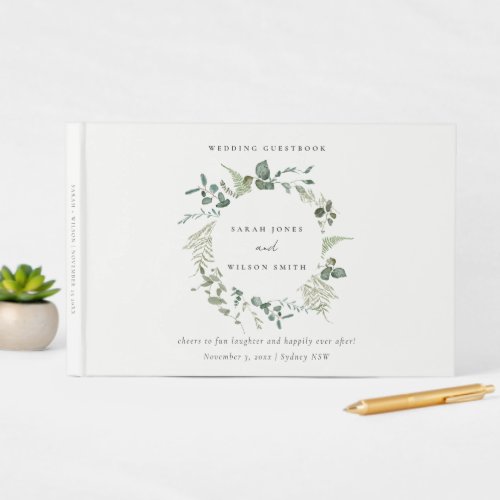 Elegant Botanical Eucalyptus Watercolor Wedding Guest Book