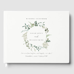 Elegant Botanical Eucalyptus Watercolor Wedding Guest Book