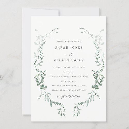 Elegant Botanical Eucalyptus Watercolor Wedding Invitation