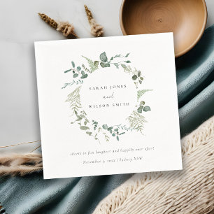 Elegant Botanical Eucalyptus Watercolor Wedding Napkins