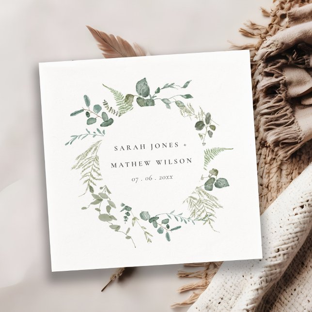 Elegant Botanical Eucalyptus Watercolor Wedding Napkins (Creator Uploaded)