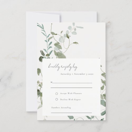 Elegant Botanical Eucalyptus Watercolor Wedding RSVP Card