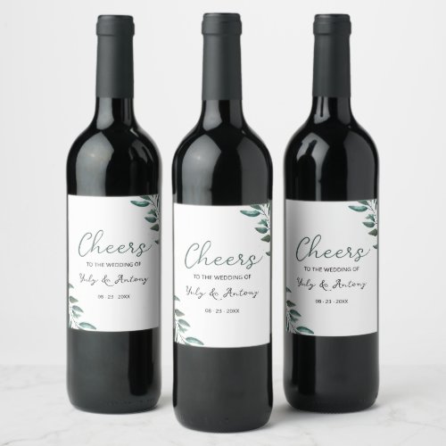 Elegant Botanical Eucalyptus Wedding Overlay Wine Label
