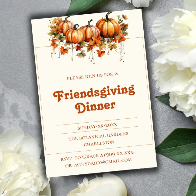 elegant botanical fall  Friendsgiving  Invitation (Creator Uploaded)