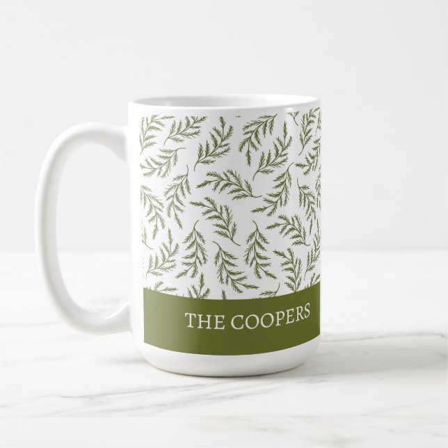 Elegant Botanical Festive Cypress Holiday Coffee Mug (Left)