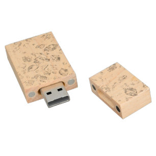 Elegant Botanical File Folder Set Wood Flash Drive