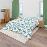 Elegant botanical floral and blue dragonfly duvet cover