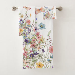 Elegant Botanical Floral Bath Towel Set