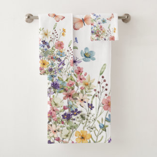 Elegant Botanical Floral Bath Towel Set