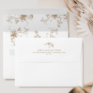 Elegant Botanical Floral Beige Cream Wedding Envelope