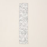 Elegant Botanical Floral Black and White Scarf<br><div class="desc">Elegant line art drawing botanical floral leaves.</div>