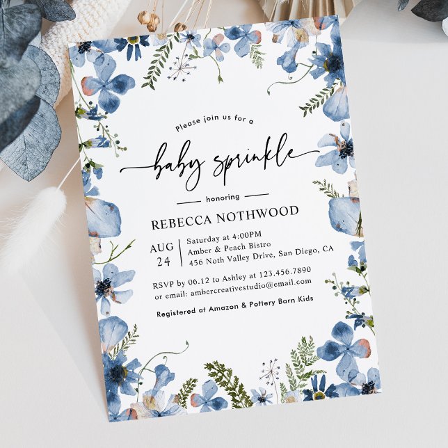 Elegant Botanical Floral Boy Baby Sprinkle Invitation (Creator Uploaded)