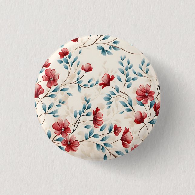 Elegant Botanical Floral Branch Button (Front)