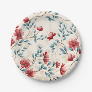 Elegant Botanical Floral Branch Paper Plates