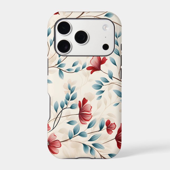 Elegant Botanical Floral Branch Pattern Case-Mate iPhone Case (Back)