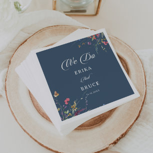Elegant Botanical Floral Calligraphy We Do Wedding Napkins
