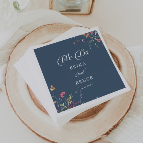 Elegant Botanical Floral Calligraphy We Do Wedding Napkins