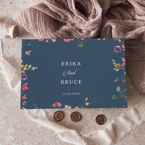 Elegant Botanical Floral Calligraphy Wedding Guest Book