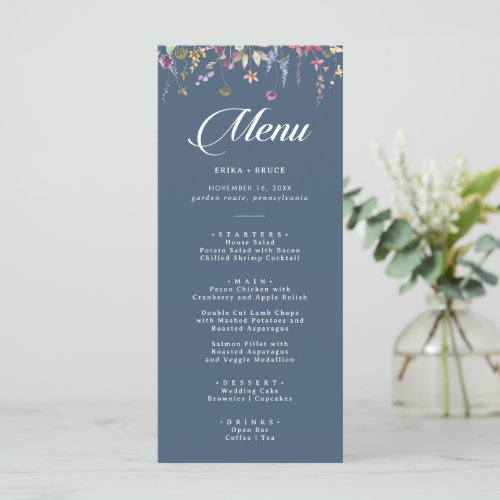 Elegant Botanical Floral Calligraphy Wedding Menu