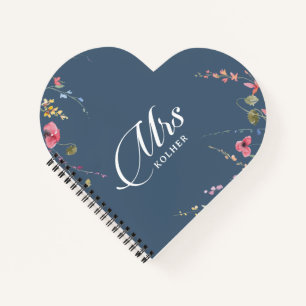 Elegant Botanical Floral Calligraphy Wedding Notebook