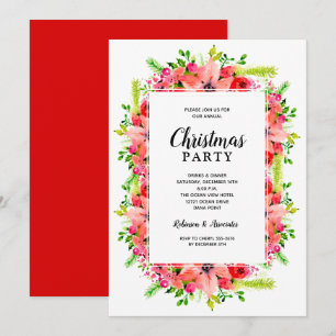 Elegant Botanical Floral Christmas Party Invitation