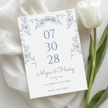 Elegant Botanical Floral Dusty Blue Wedding
