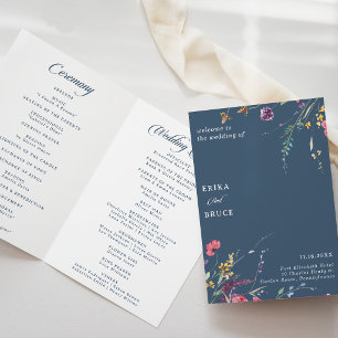 Elegant Botanical Floral Folded Wedding Program