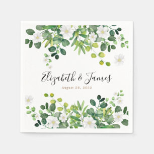 Elegant Botanical Floral Garden Eucalyptus Wedding Napkins