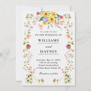 Elegant Botanical Floral Greenery Wedding Invitation