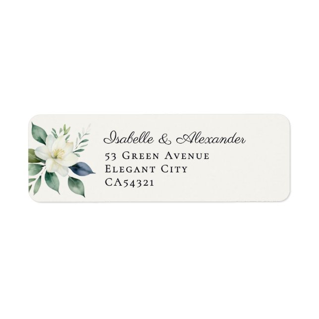 Elegant Botanical Floral Greenery Wedding Label (Front)
