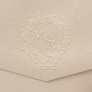 elegant botanical floral monogram wedding embosser