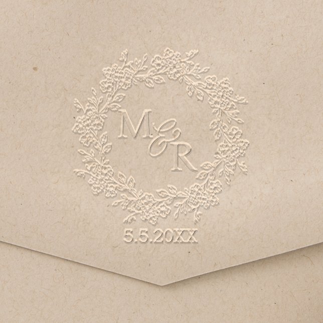 elegant botanical floral monogram wedding embosser (Creator Uploaded)