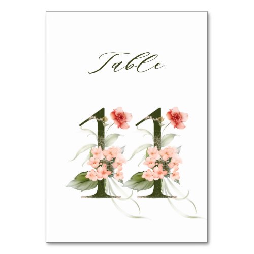 Elegant Botanical Floral Number 11  Table Number