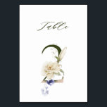 Elegant Botanical Floral Number 2,   Table Number<br><div class="desc">This table number card features a green and rose gold number decorated with watercolor illustrations of flowers and leaves in white,  ivory,  blue-violet,  and green. This table number is perfect for weddings,  graduations,  baby showers,  bridal showers,  anniversaries,  and other events.
Table 2. Please check all available numbers.</div>