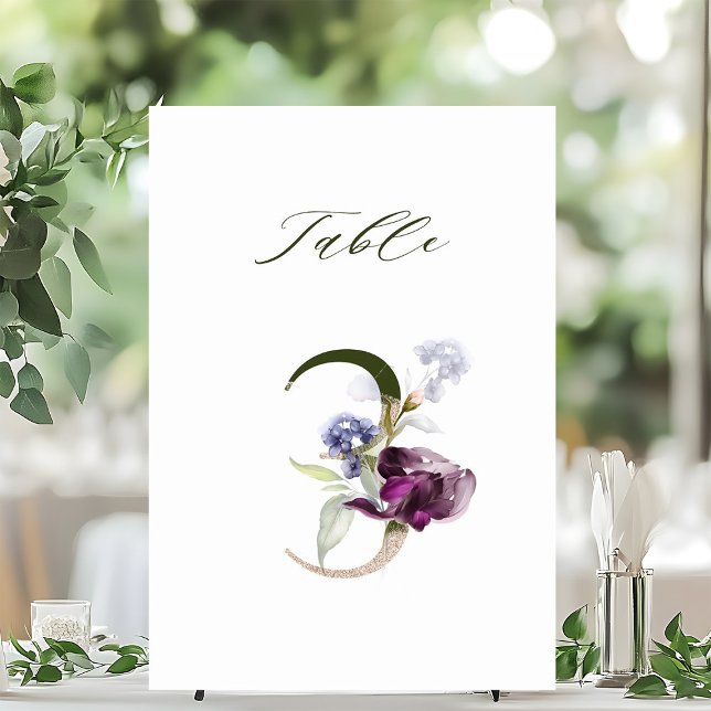Elegant Botanical Floral Number 3,  Table Number (Creator Uploaded)