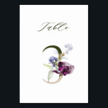 Elegant Botanical Floral Number 3,  Table Number<br><div class="desc">This table number card features a green and rose gold number decorated with watercolor illustrations of flowers and leaves in purple,  blue,  violet,  and green. This table number is perfect for weddings,  graduations,  baby showers,  bridal showers,  anniversaries,  and other events.
Table 3. Please check all available numbers.</div>