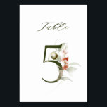 Elegant Botanical Floral Number 5,  Table Number<br><div class="desc">This table number card features a green number decorated with watercolor illustrations of flowers and leaves in terracotta,  blush pink and green. This double-sided table number is perfect for weddings,  graduations,  baby showers,  bridal showers,  anniversaries,  and other events.

Table5. Please check all available numbers.</div>