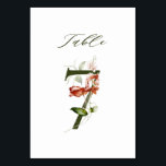 Elegant Botanical Floral Number 7,  Table Number<br><div class="desc">This table number card features a green number decorated with watercolor illustrations of flowers and leaves in blush pink,  red,  terracotta,  and green. This table number is perfect for weddings,  graduations,  baby showers,  bridal showers,  anniversaries,  and other events.
Table 7. Please check all available numbers.</div>
