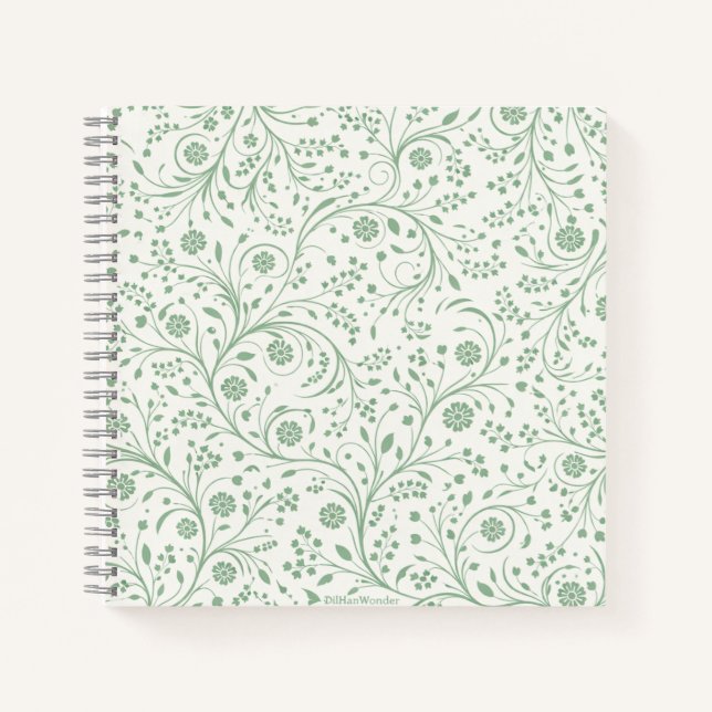 Elegant Botanical Floral Pattern – Minimal Nature  Notebook (Front)