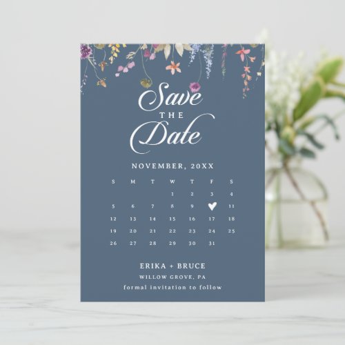 Elegant Botanical Floral QR Code Calendar Save The Date